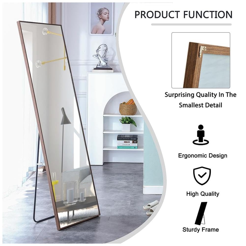 Full Length Solid Wood Frame Floor Mirror for Bedroom