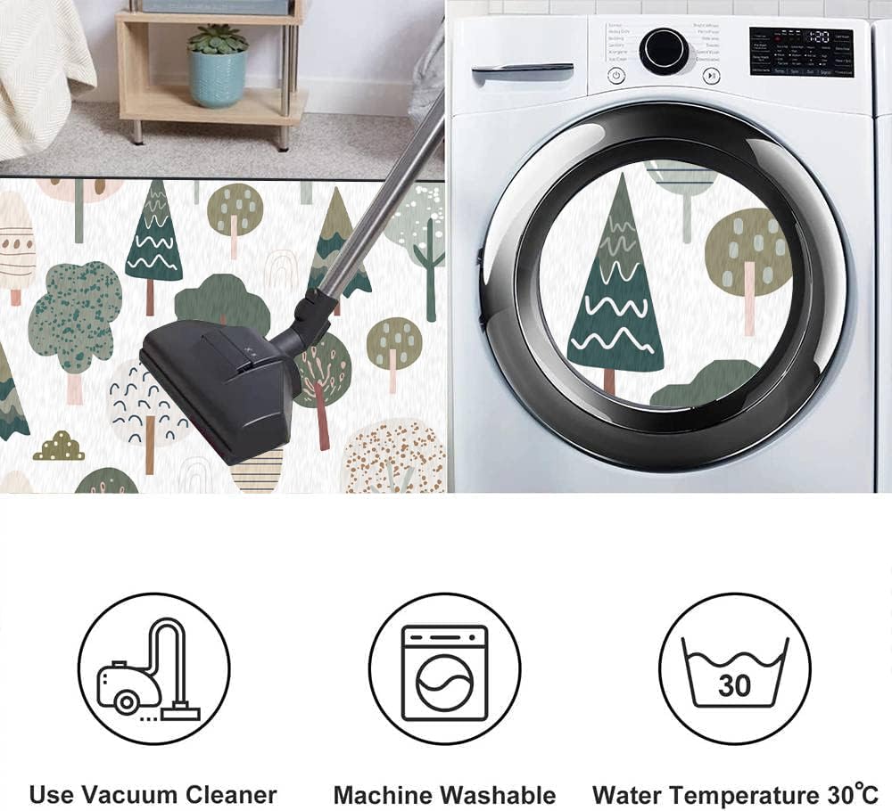 Soft Kids Play Area Rugs 3D Home Seamless Trendy Forest Texture Abstract Hand Drawn Tree Plush Rugs Non Slip Shaggy Carpets for Kids' Bedroom Classroom Playroom Nursery Décor