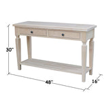 IC International Concepts Vista Console/Sofa, Unfinished Accent Table, 16D x 48W x 30H