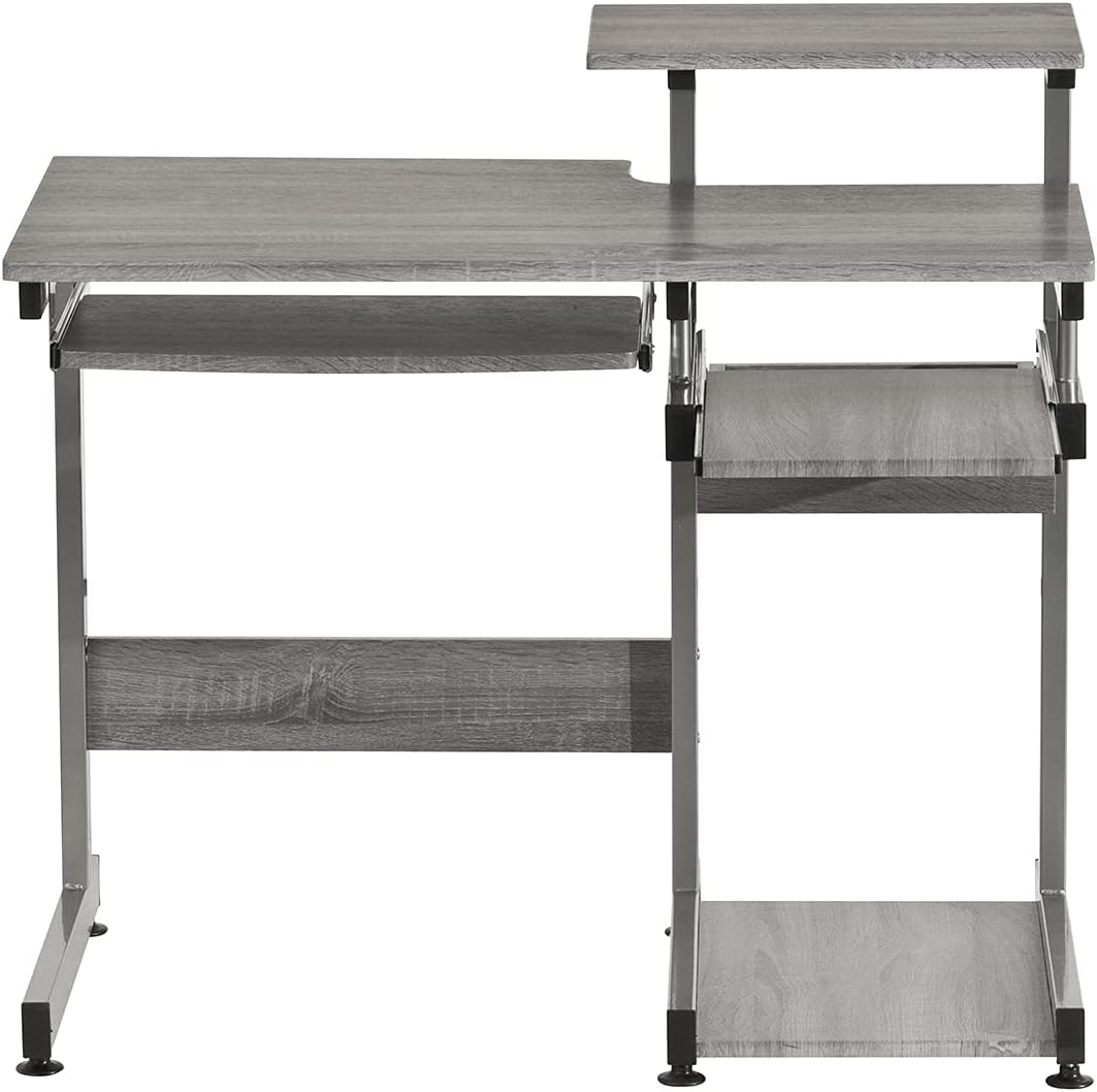 Complete Computer Workstation Desk, Gray, 37.75" W x 22" D x 35" H,Grey
