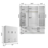 Armoire Wardrobe Closet, Wardrobe Closet with 4 Drawers, Storage Cabinet Wood