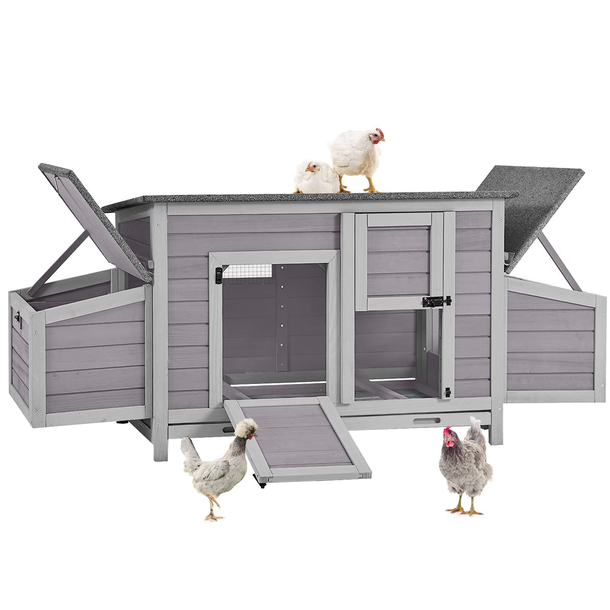 Chicken Coop Outdoor Hen House Wooden Poultry Cage with 2 Perches