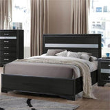 Twin Panel Wood Bed in Black