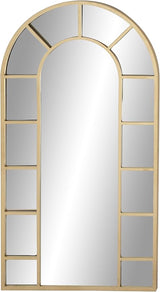 Metal Room Wall Mirror Window Pane Inspired Entryway Mirror with Arched Top