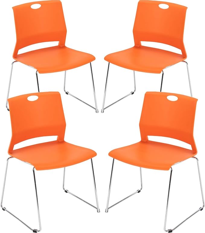 Waiting Room Chairs, Pack of 4 Plastic Chairs Office Guest Chairs & Reception Chairs Staking Chairs for Meeting Room,