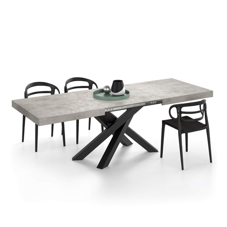 Emma 63(94,5) x35,4 in Extendable Dining Table, Concrete Effect, Grey