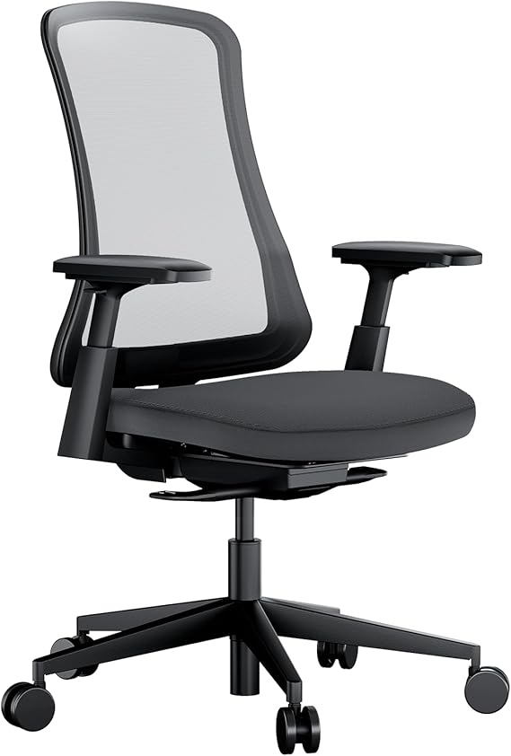 Ergonomic Office Chair with Foam Cushion & Adjustable Armrests - White