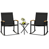 3 Piece Outdoor Rocking Bistro Set, Textilene Fabric Small Patio Furniture Set