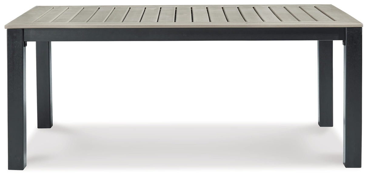 Outdoor Dining Table with Umbrella Option, Light Gray & Black