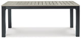 Outdoor Dining Table with Umbrella Option, Light Gray & Black