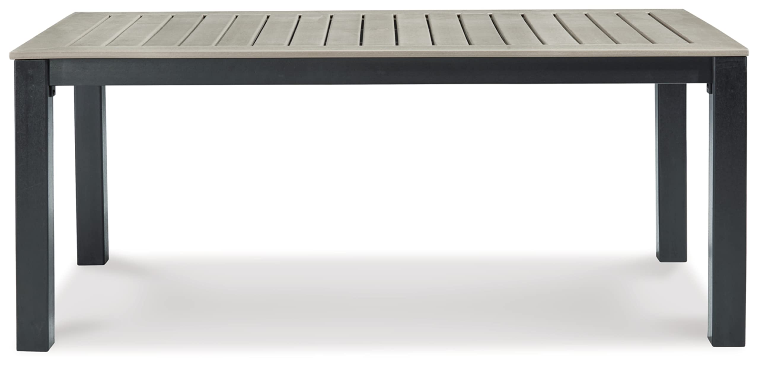Outdoor Dining Table with Umbrella Option, Light Gray & Black