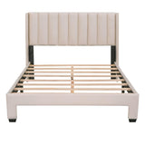 Velvet Platform Bed with Big Drawer Beige - Full