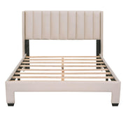 Velvet Platform Bed with Big Drawer Beige - Full