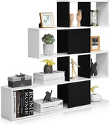 8 Cubes Bookshelf, Modern Ladder Corner Bookcase, 8-Cube Open Stepped Storage Bookcase