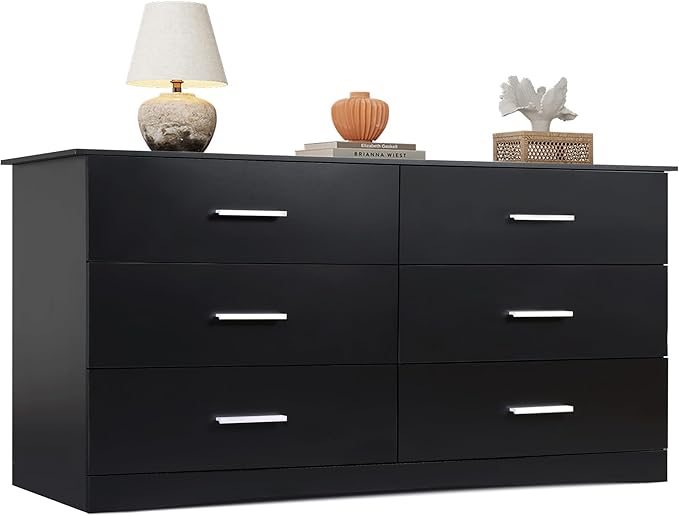 Dresser for Bedroom, Wide Chest of Drawers with 6 Drawers, Large White Storage Tower