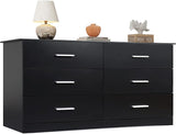 Dresser for Bedroom, Wide Chest of Drawers with 6 Drawers, Large White Storage Tower
