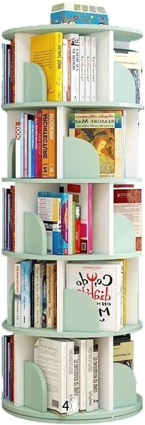 Round Bookshelf Wood Plastic Board Rack Bookcase Adult Kids Bookcase Modern