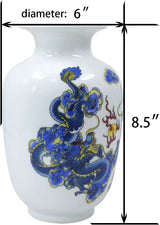 Blue and White Vase, Handmade Chinese Porcelain Flower Vase, Dragon Motif