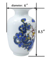 Blue and White Vase, Handmade Chinese Porcelain Flower Vase, Dragon Motif