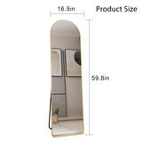 OOFUCF Modern Full Length Mirror, 60 * 16.5IN Arched Floor Mirror, Full Length Dressing Mirror with Metal Frame and Stand,Body Mirror for Living Room, Bedroom, Bathroom (Golden Arched, 60 * 16.5 in)