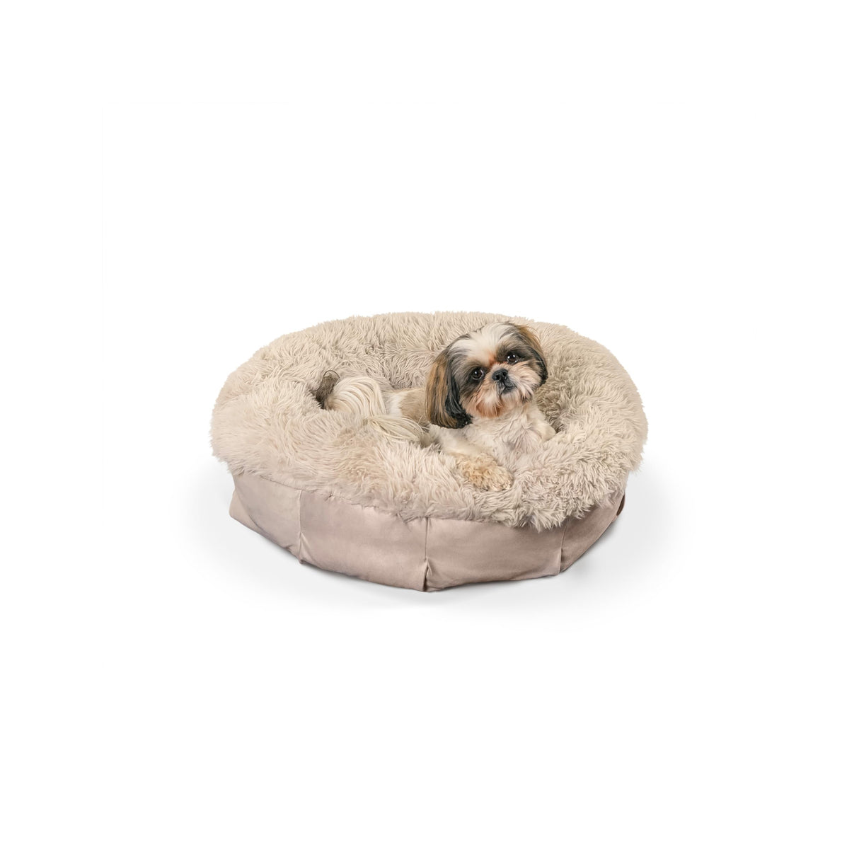 Best Friends by Sheri Ultra Calming Pouf Bed Luxury Donut Dog Bed, Tan, Small 23x23