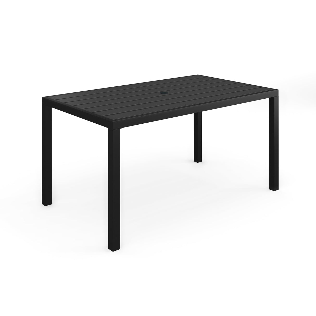 Lily Pond 60" All-Weather Patio Table with Slatted Tabletop, Umbrella Hole