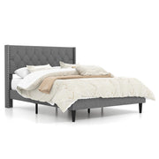 Full Size Upholstered Platform Bed Frame with Tufted Headboard