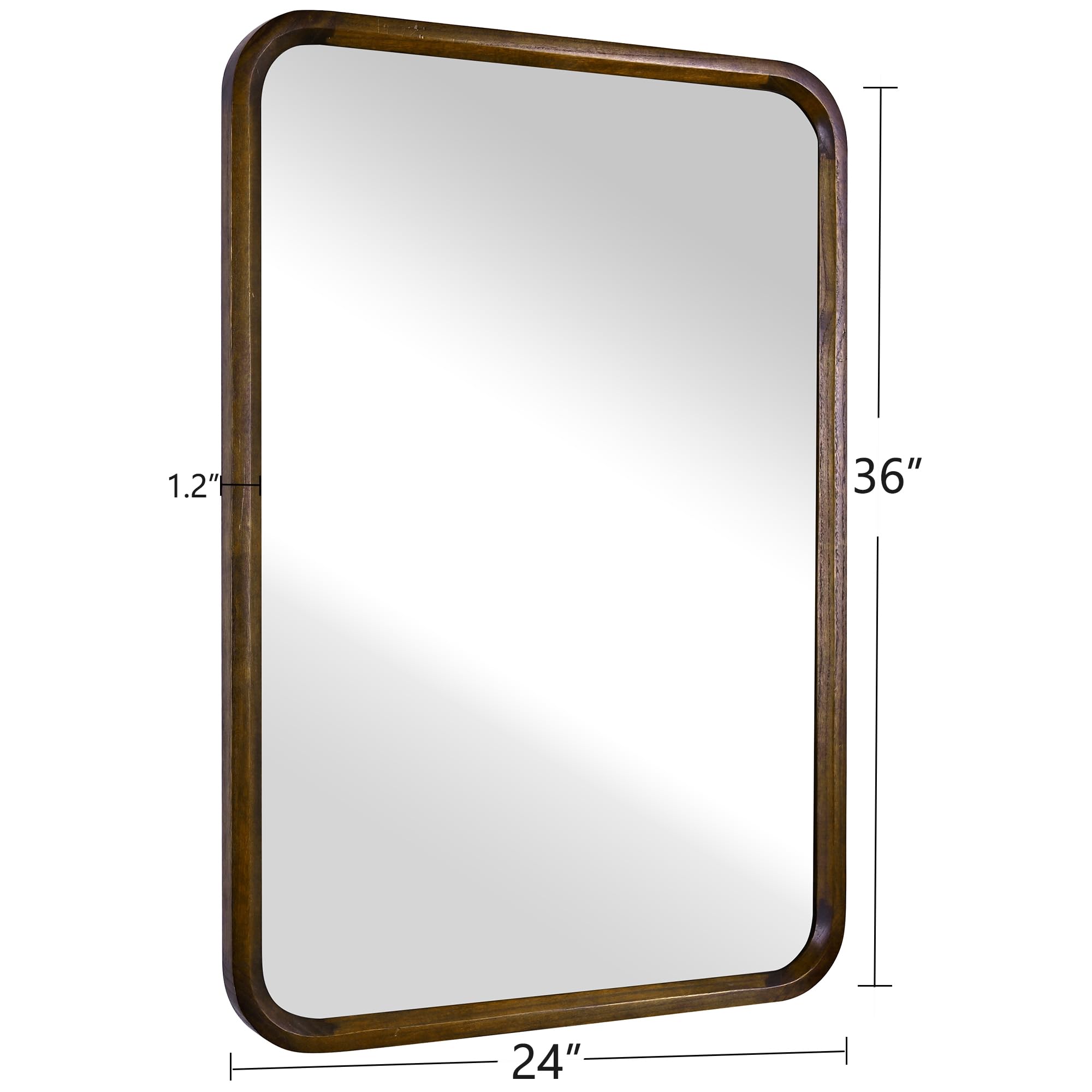 Bathroom Mirror for Wall,Brown Rectangle 24 x 36 inch Hanging Vatiny Tempered Mirrors