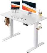 Electric Standing Desk, 48" x 24" Whole Piece Desktop, Adjustable Height Computer Desk, 4 Height Memory Settings, Sit Stand Up Desk for Home Office, White