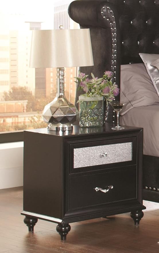 Barzini Modern Classic Wood 2-Drawer Bedroom Nightstand