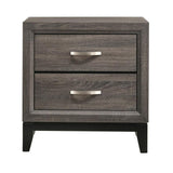 Watson 2 Drawer Bedroom Nightstand Transitional Style Bedside Table Storage Drawers Grey Oak and Black 212422