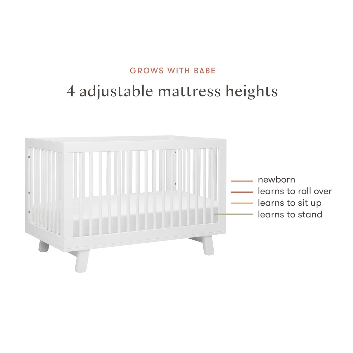 Hudson 3-in-1 Convertible Crib with Toddler Bed Conversion Kit in White,