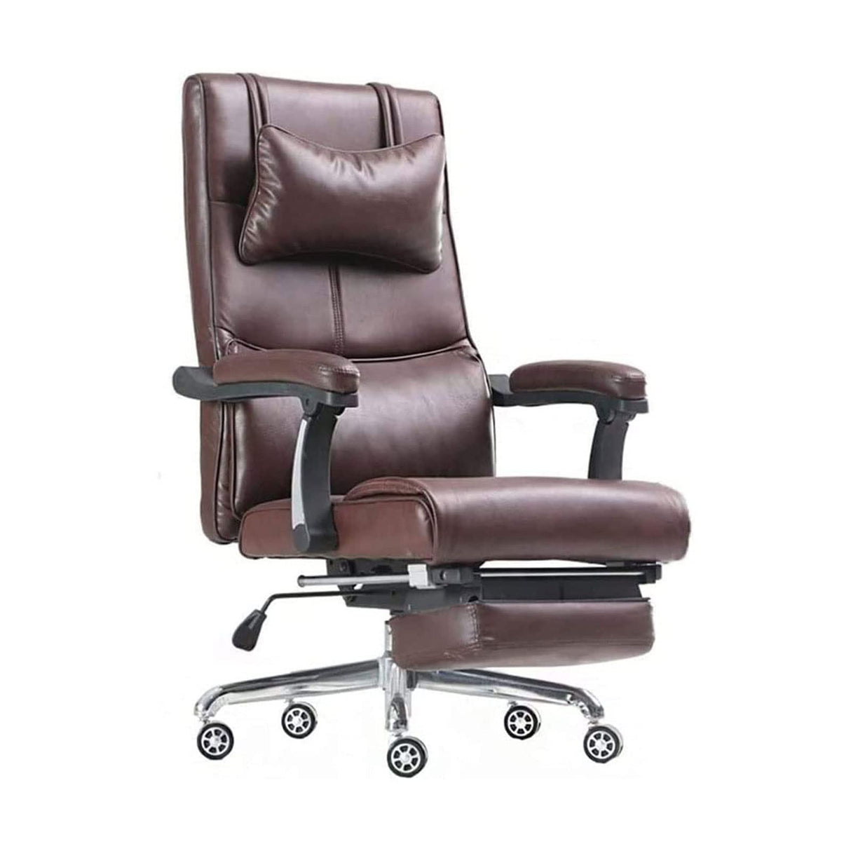 Office Chair Office Chair, Reclining Leather Computer Chair with Armrest, Comfy Reclining