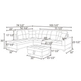 MMTGO 3-Piece L Shape Sectional Sofa, with Right Chaise, Storage Ottoman and Button Tufted Backrest, Modern Linen Living Room Couch Set for Office and Apartment