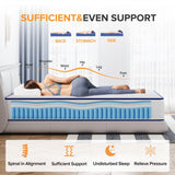 Queen Mattress, 12 Inch Medium Firm Hybrid Queen Mattress with Individual Pocketed Springs& Cool Gel Memory Foam,