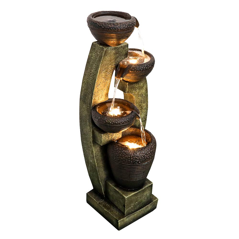 40” H Modern Outdoor Fountain - 4 Crocks Outdoor Garden Fountains