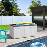160 Gallon Large Deck Box, Waterproof Outdoor Storage Box for Patio Furniture Cushions, Garden Tools and Pool Supplies,Weather Resistant Resin, Lockable, Light Grey