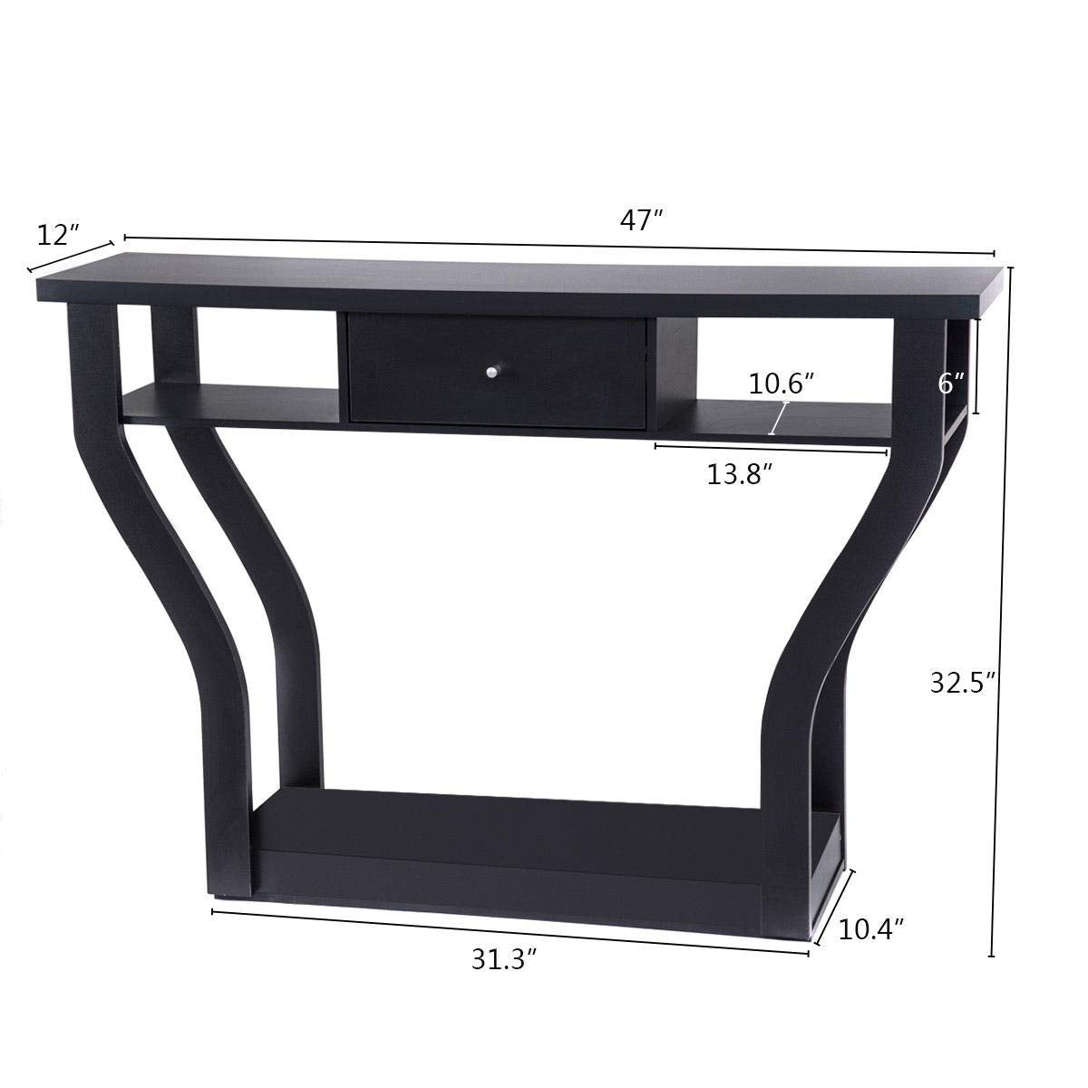 47" Wooden Entryway, Accent Cosole Tables Table with Drawer and Shelf