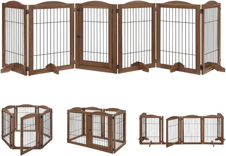 Extra Wide Dog Gate and Pet Playpen, Free Standing Tall Dog Fence