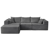 109" Modular Gray Corduroy Sofa with Side Pocket – Space-Saving Sectional Couch
