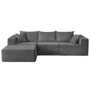 109" Modular Gray Corduroy Sofa with Side Pocket – Space-Saving Sectional Couch
