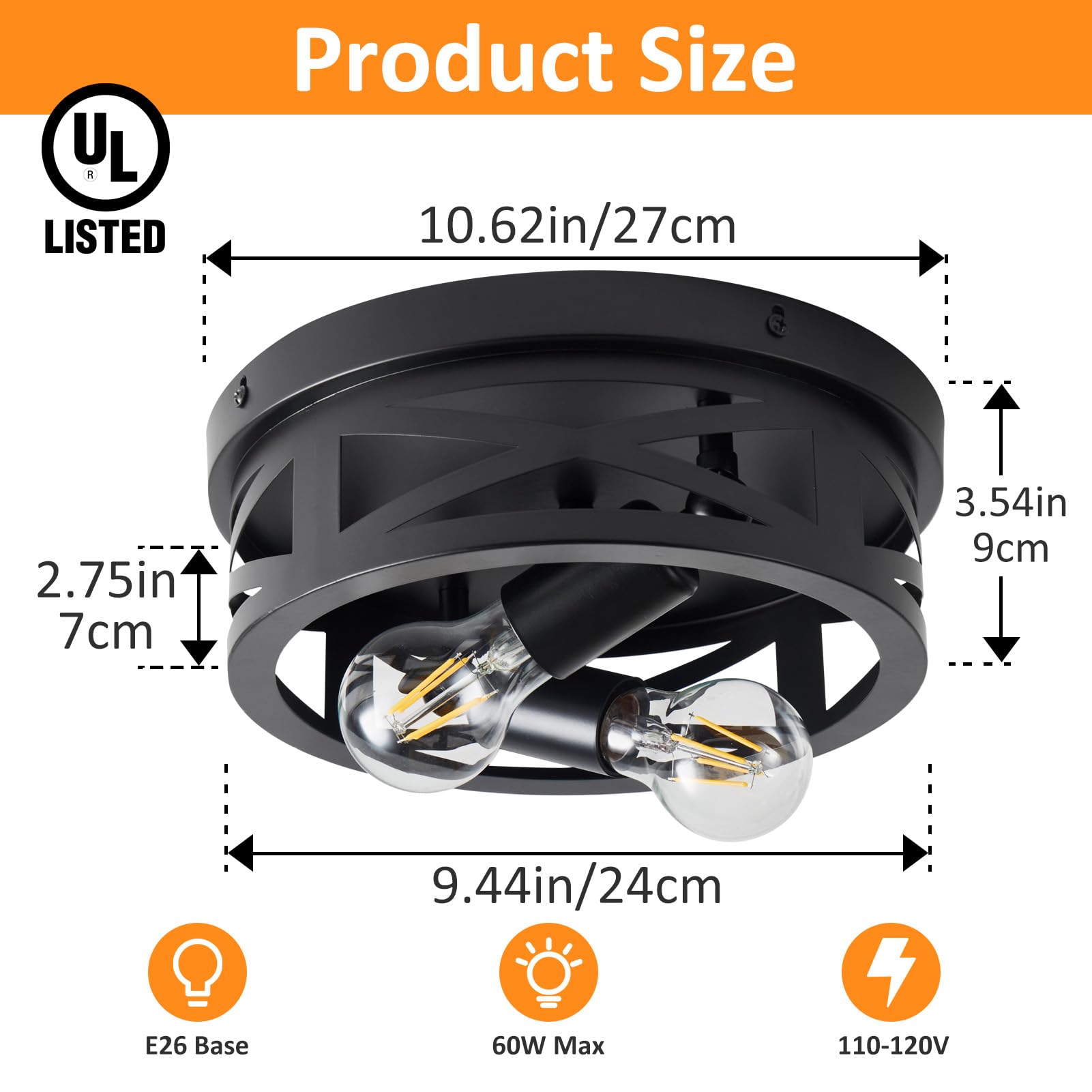 Light Flush Mount Ceiling Light Fixtures, Farmhouse Ceiling Light Fixture, Black Light