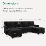 Sectional Sofa with Storage Seat Velvet U Shaped Sectional Couch with Reversible Chaise