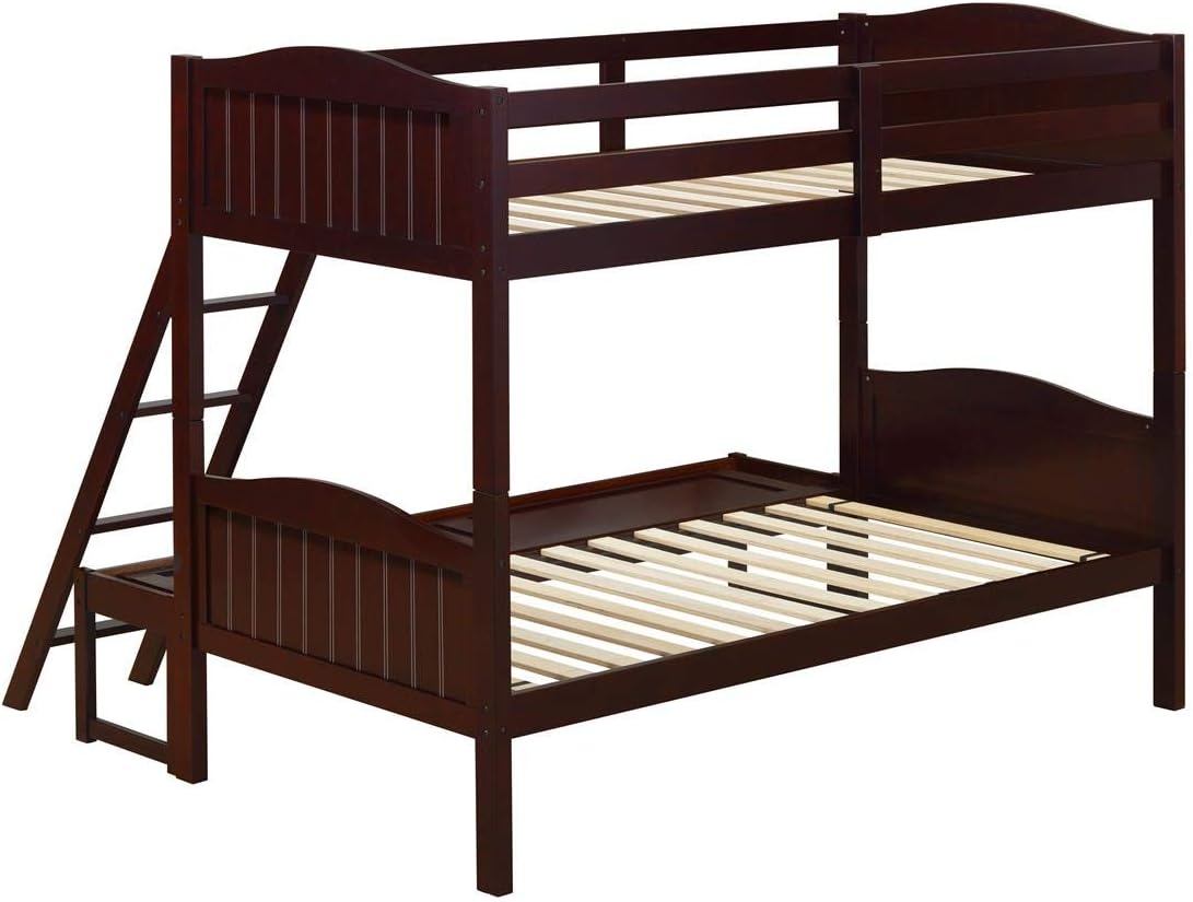 Littleton Solid Wood Twin Over Full Bunk Bed, Espresso