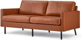 70" Top-Grain Leather Sofa, 2-Seat Upholstered Loveseat Sofa Modern Couch