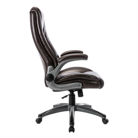 Office Chair High Back Leather Desk Chair, Flip-up Arms Adjustable Swivel Executive