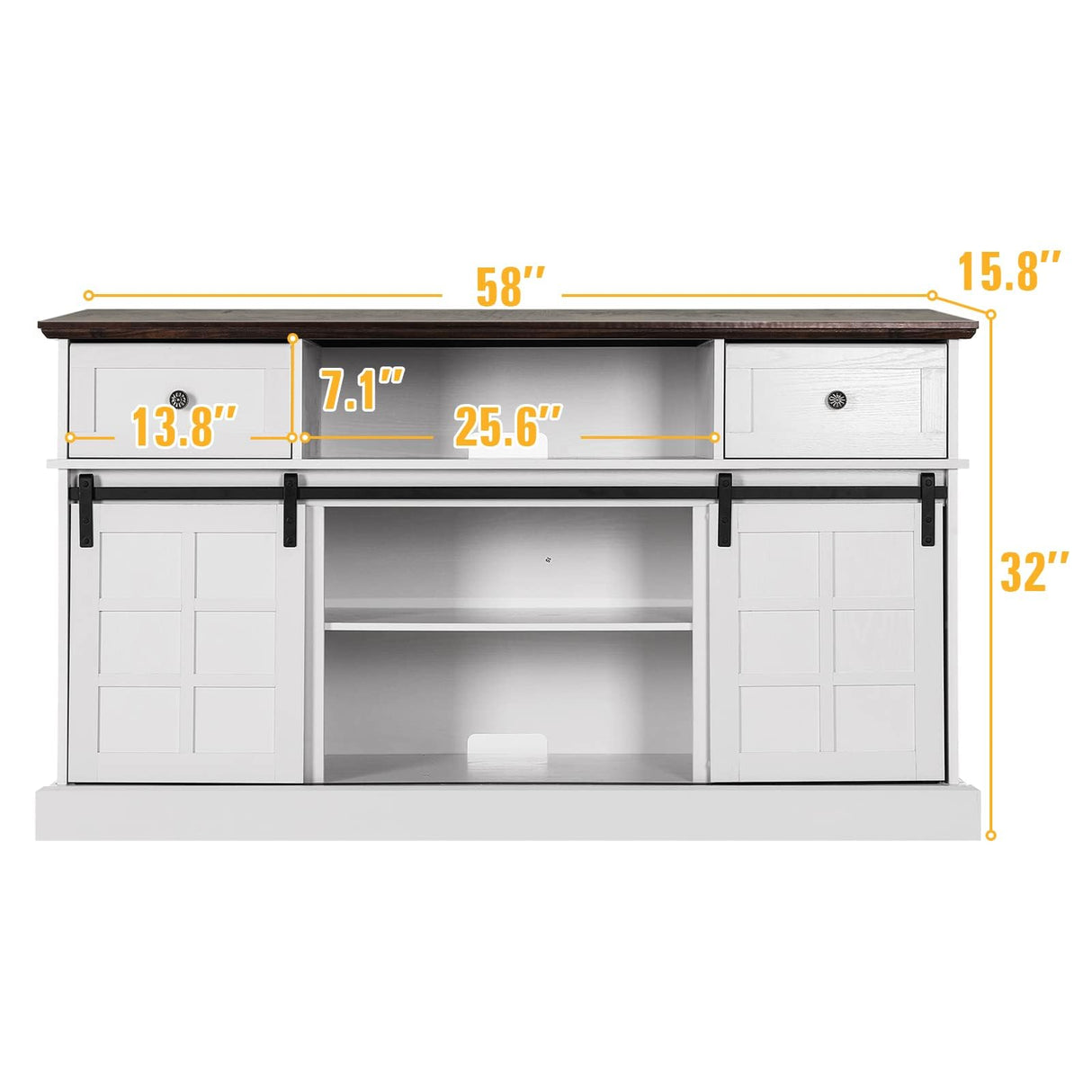 TV Stand for 65 inch TV, White Entertainment Center, Farmhouse TV Stands