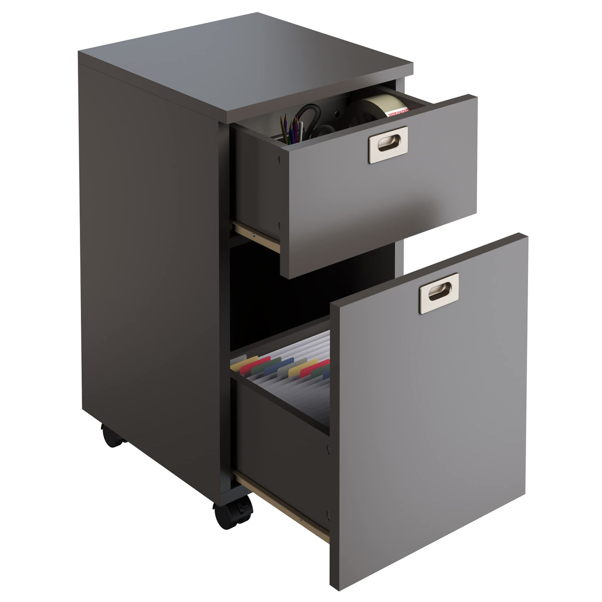 Cabinet-2-Drawer Deep Drawer Storage-Rolling Filing Cabinet for Under The Desk