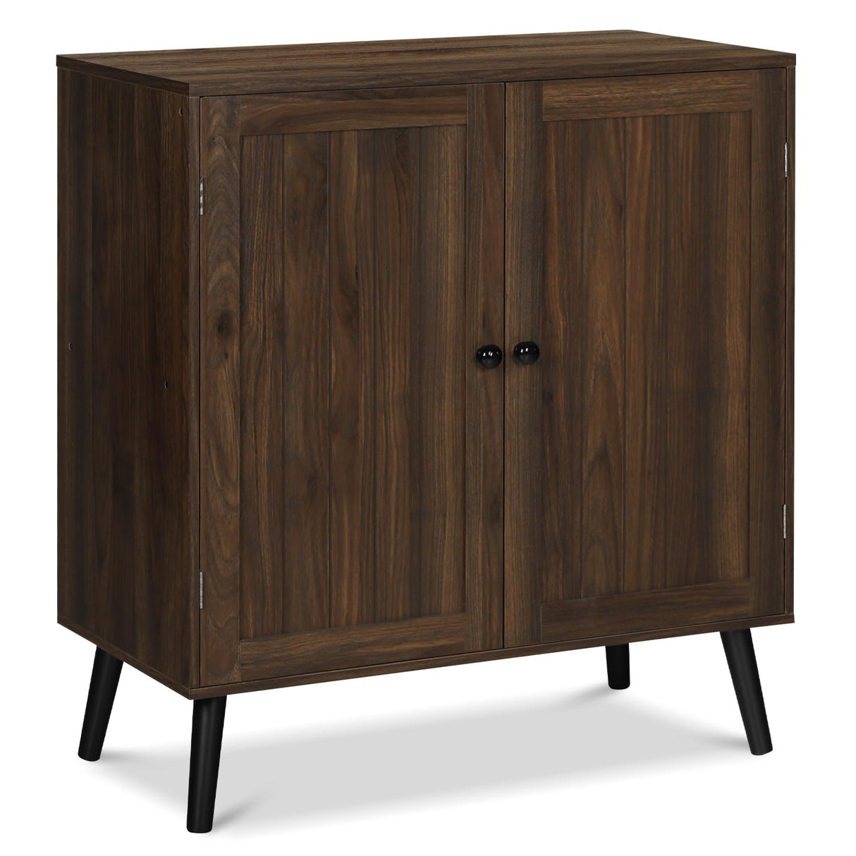 Vikiullf Accent Cabinet with Storage, Buffet Cabinet with Solid Wood Feet, Mid Century Modern Furniture, Small Wooden Sideboard Cabinet for Living Room, Dining Room, Entryway, Cherry (1, Brown)