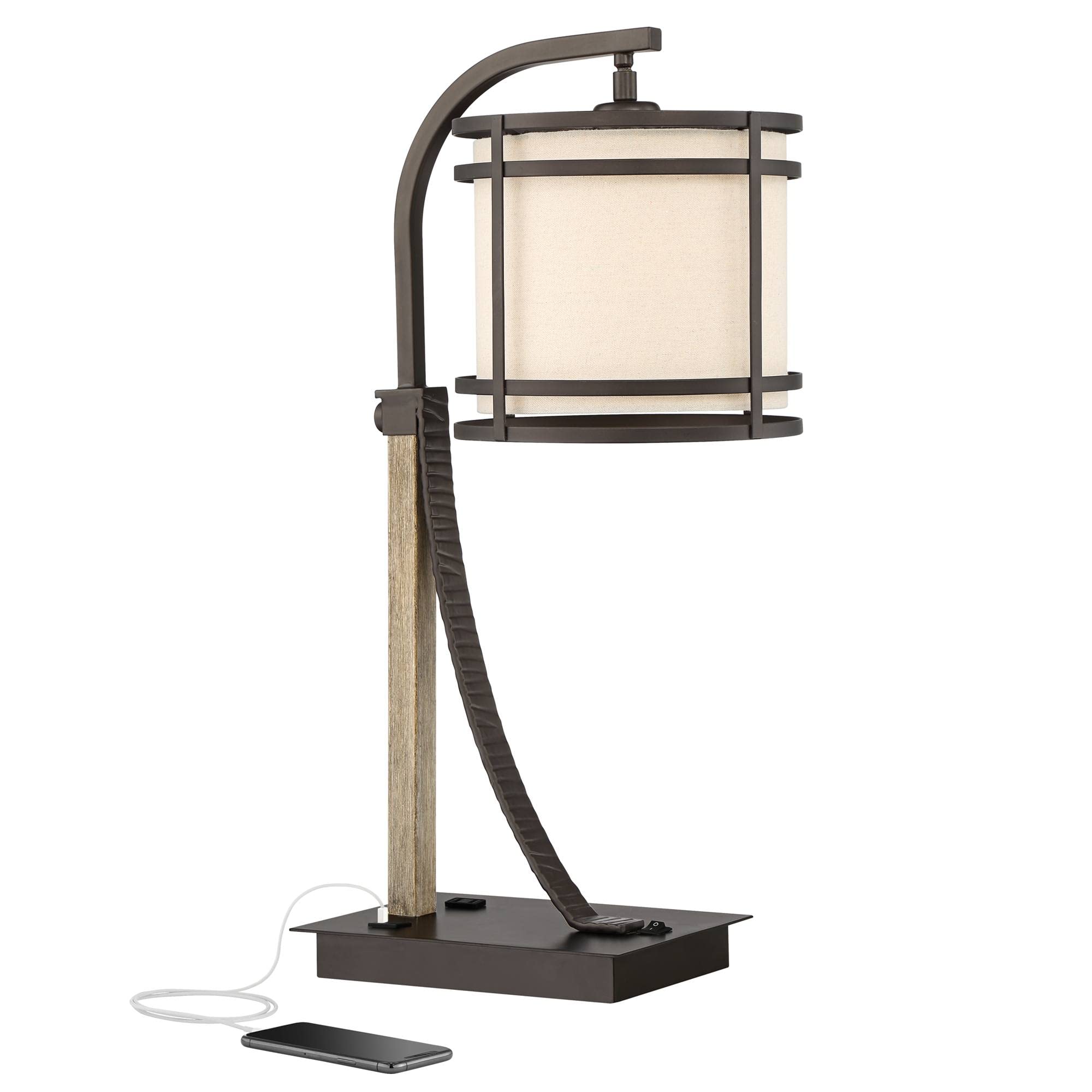 Industrial Desk Lamp 22" with USB & AC Outlet